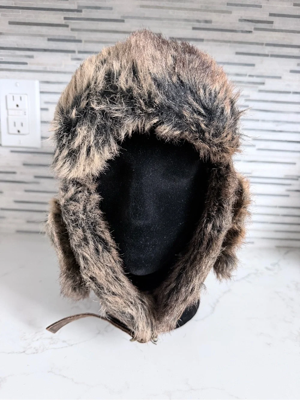 Vintage Faux Fur winter Aviator Trapper Hat - Brown